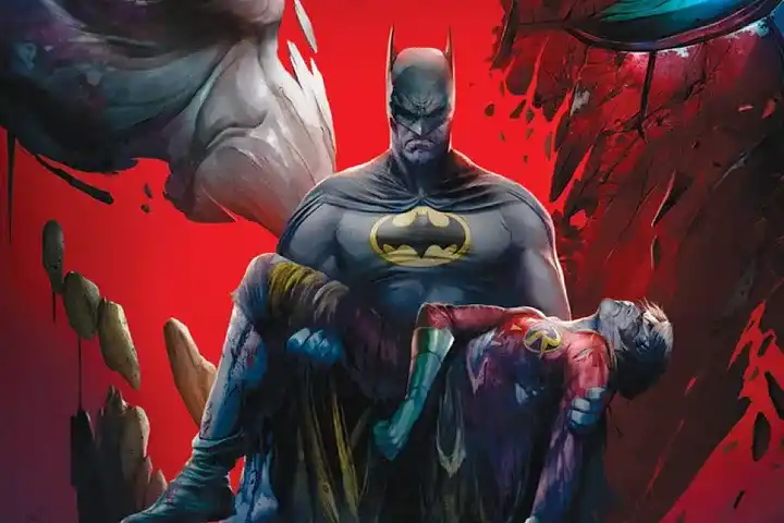 Batman cargando el cuerpo de Robin. Comic Una muerte en la familia